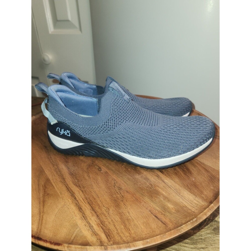 Rykä Women's Echo Knit slip-on sneakers in a blue engineered knit, US Size 8.5